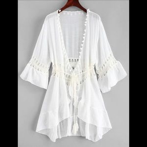 Pom-Pom Crochet Panel Beach Dress